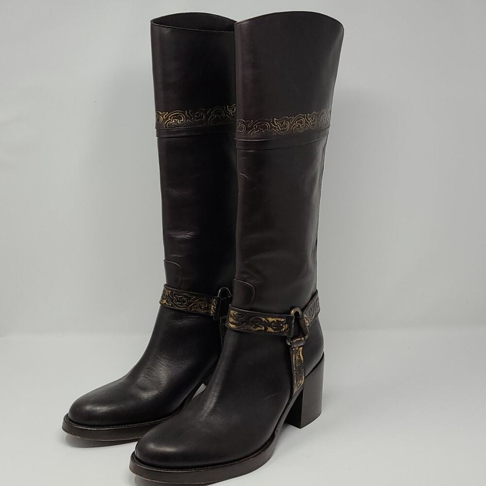 Sartore Paris Pull On Ridding High Knee Boots Brown Size 9.5